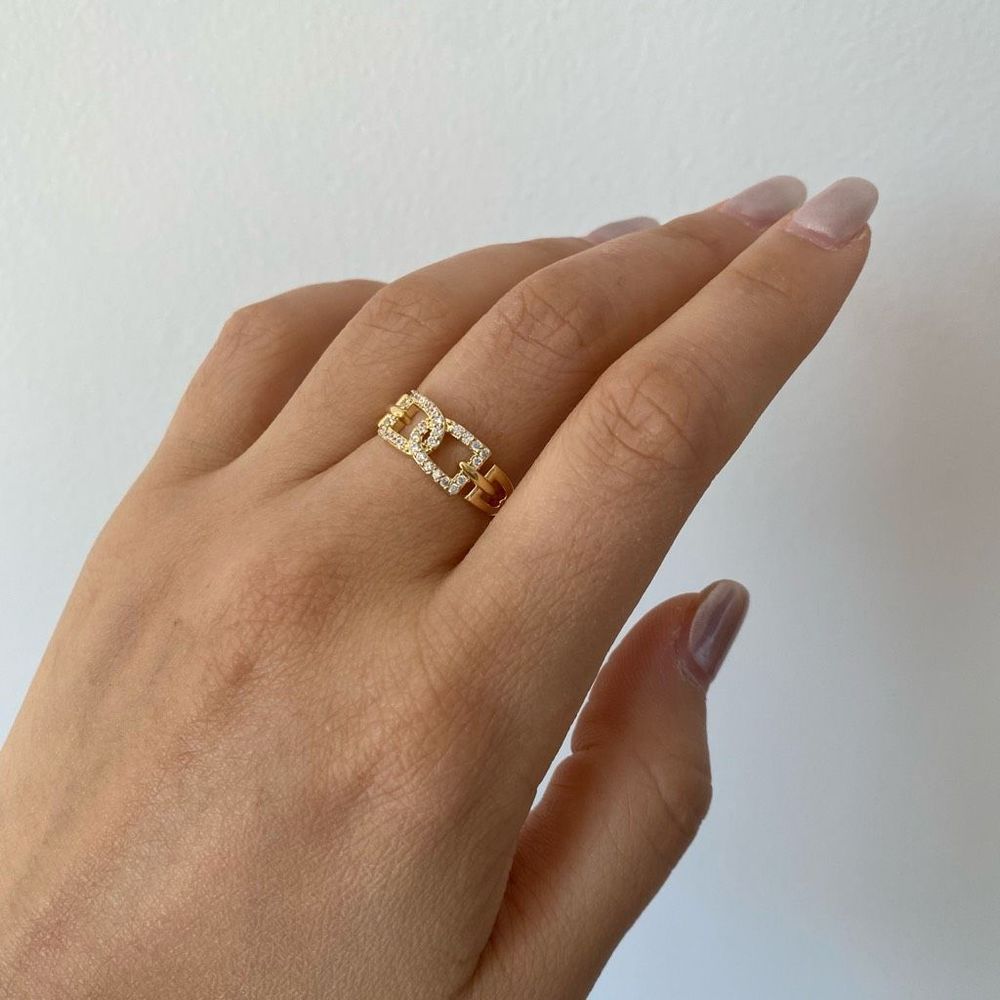 18K Gold Plated Sician Interlock Chain Link Ring - Picture 5 of 5
